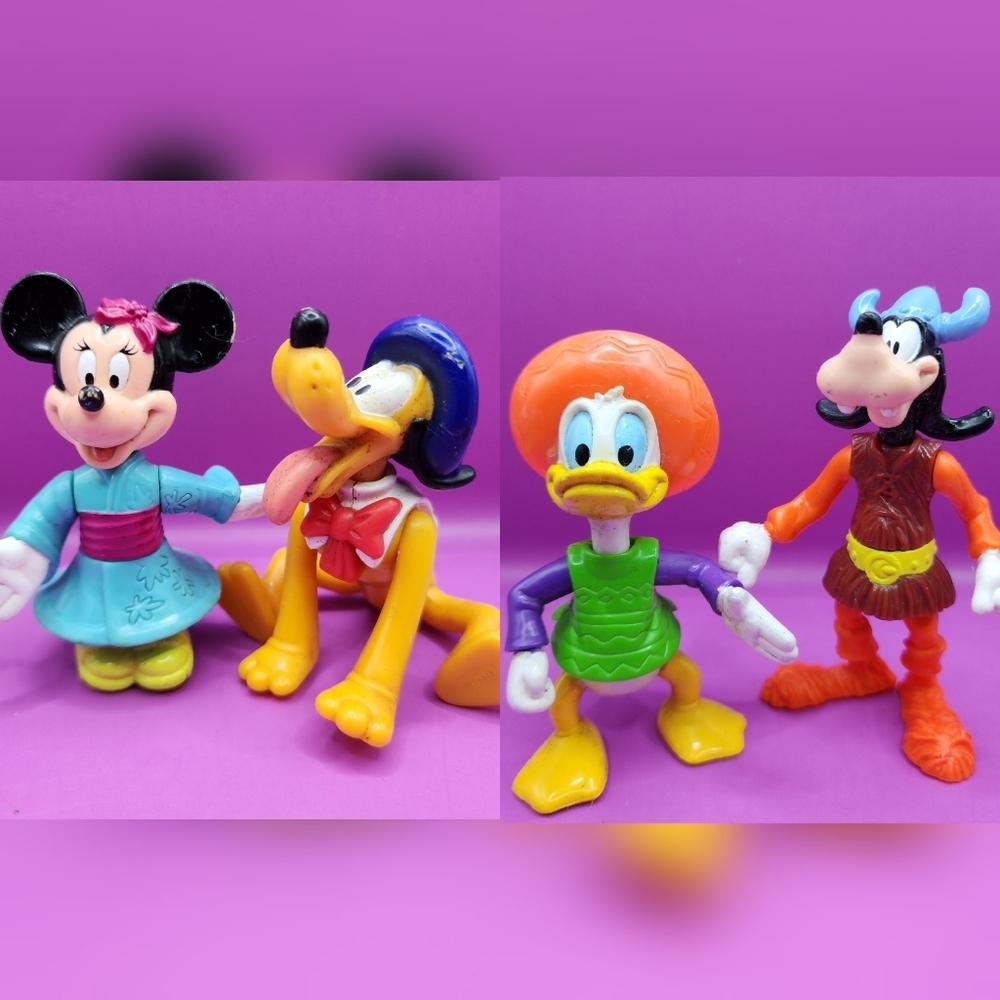 Goofy Donald Pluto Minnie Lot 4" Disney Plastic Figures